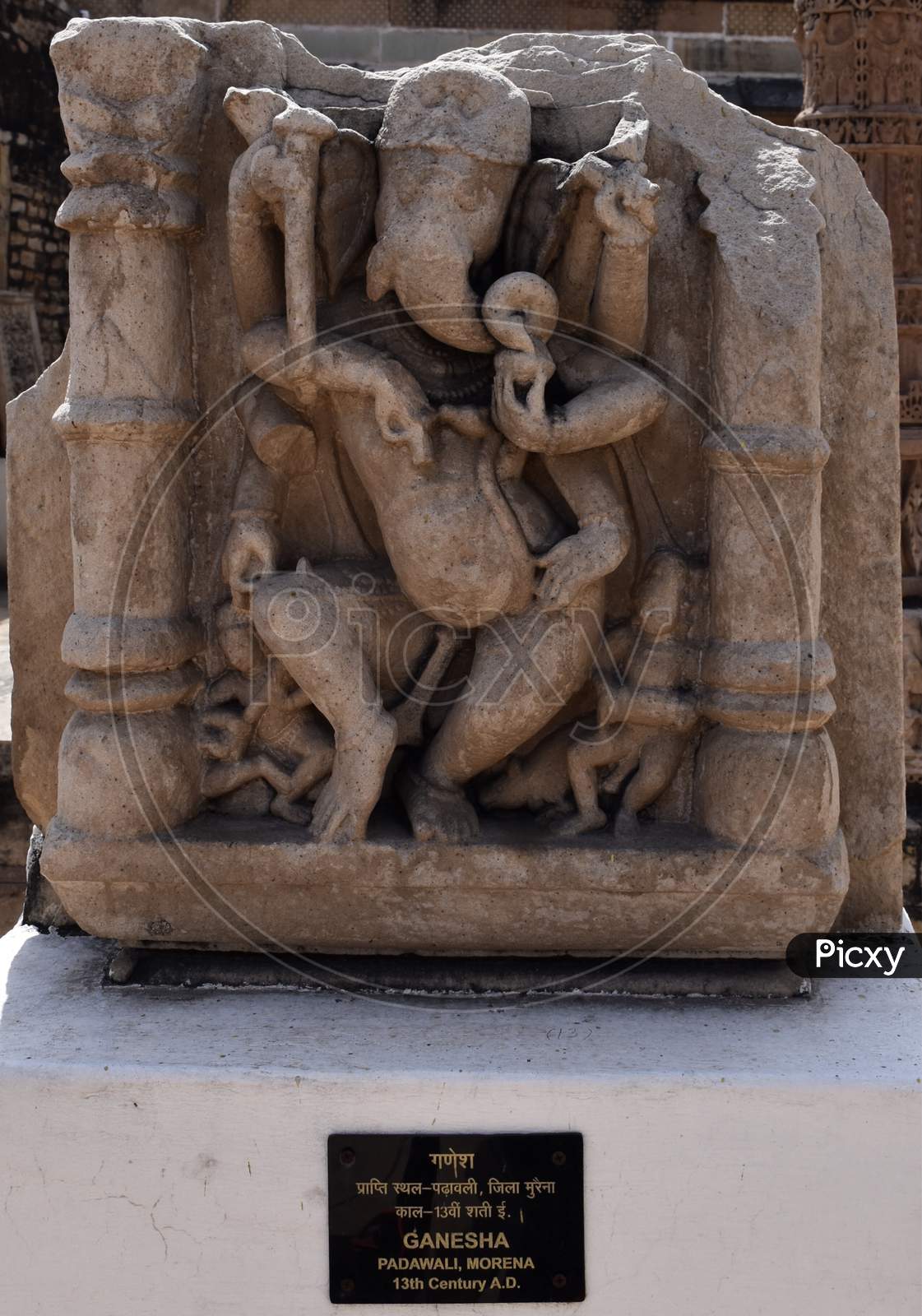 Gwalior, Madhya Pradesh/India - March 15, 2020 : Sculpture Of Ganesha Built In 13Th Century A.D.