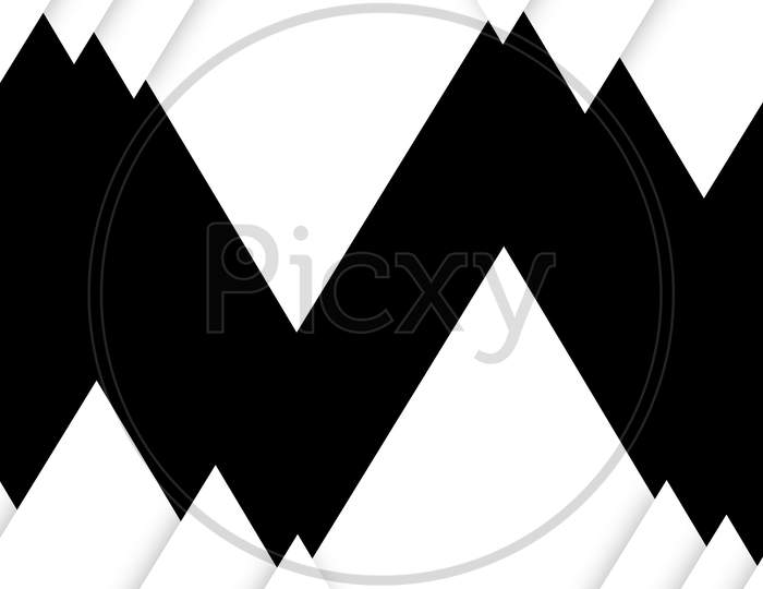 Basic Zig-Zag Made Of Triangle Shapes Stock Photoat The Edge Of, Black And White, Black Background, Collection, Concepts