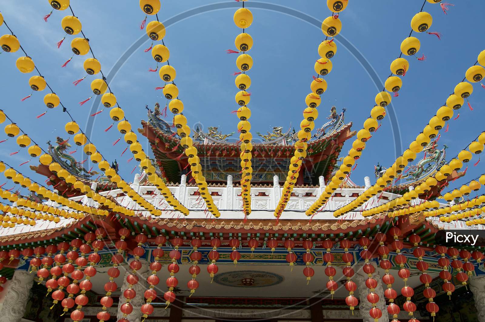 Red And Yellow Lantern Decoration Of Thean Hou Temple
