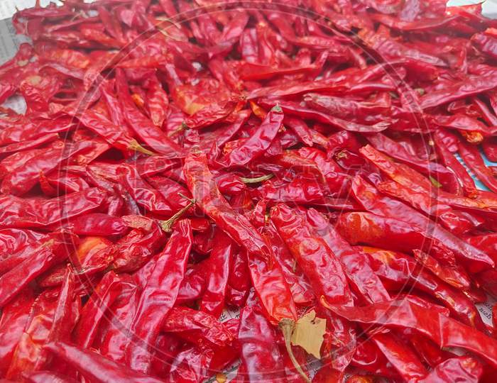 Background wallpaper of fresh riped red chillies.
