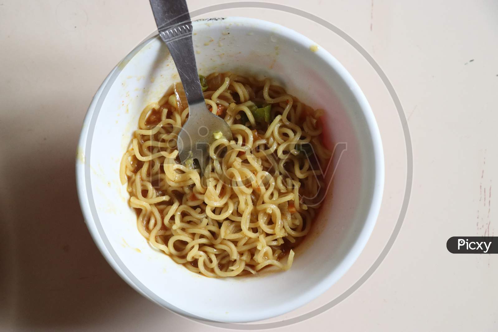 Bowl Of Vegetable Noodles Which Is Ready To Eat