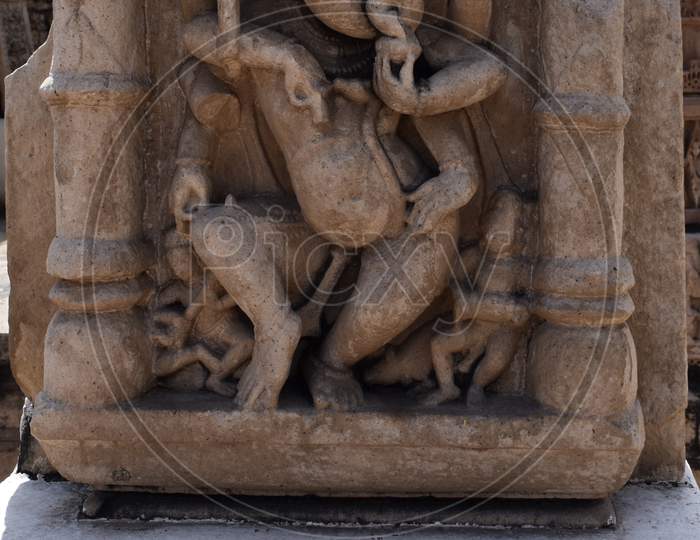 Gwalior, Madhya Pradesh/India - March 15, 2020 : Sculpture Of Ganesha Built In 13Th Century A.D.