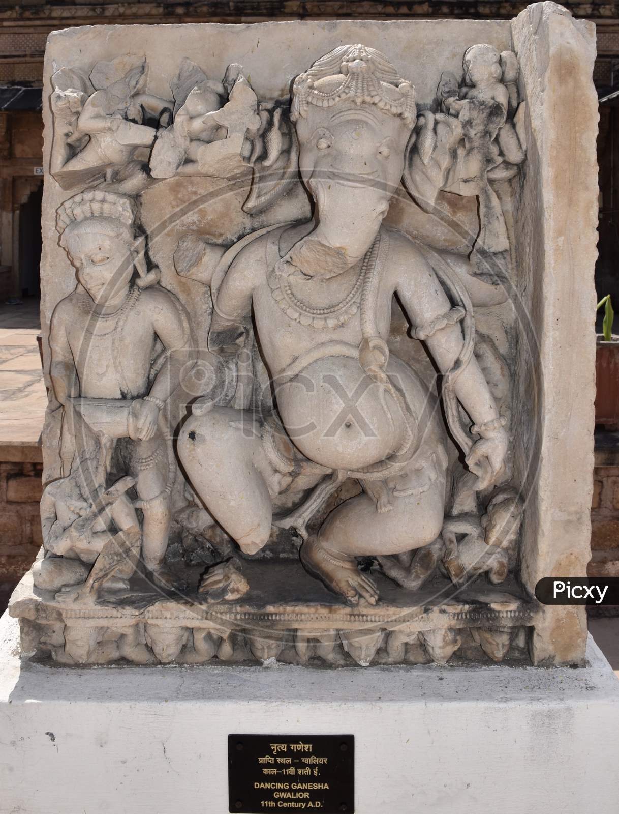Gwalior, Madhya Pradesh/India - March 15, 2020 : Sculpture Of Dancing Ganesha Built In 13Th Century A.D.