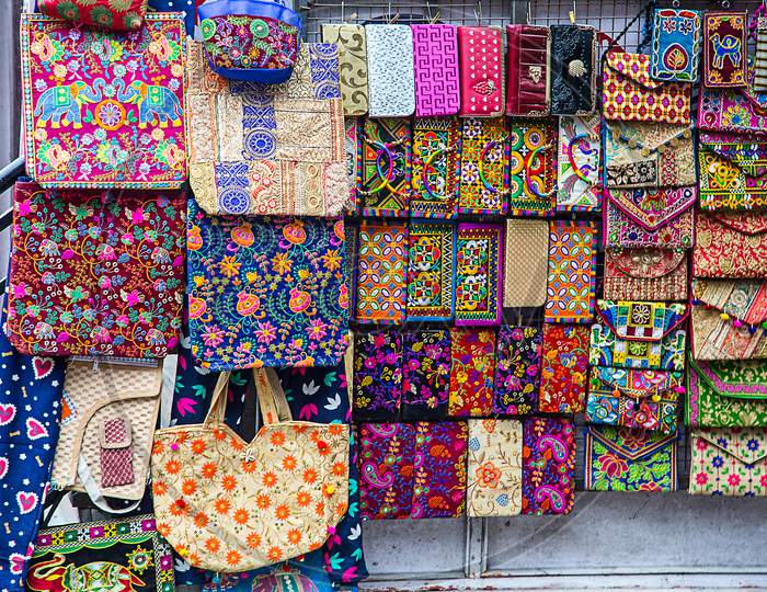 Indian Colorful Handcraft Embroidery Bags, Handmade Designer Cotton Women S Purse And Hand Bags, Indian Market - Image