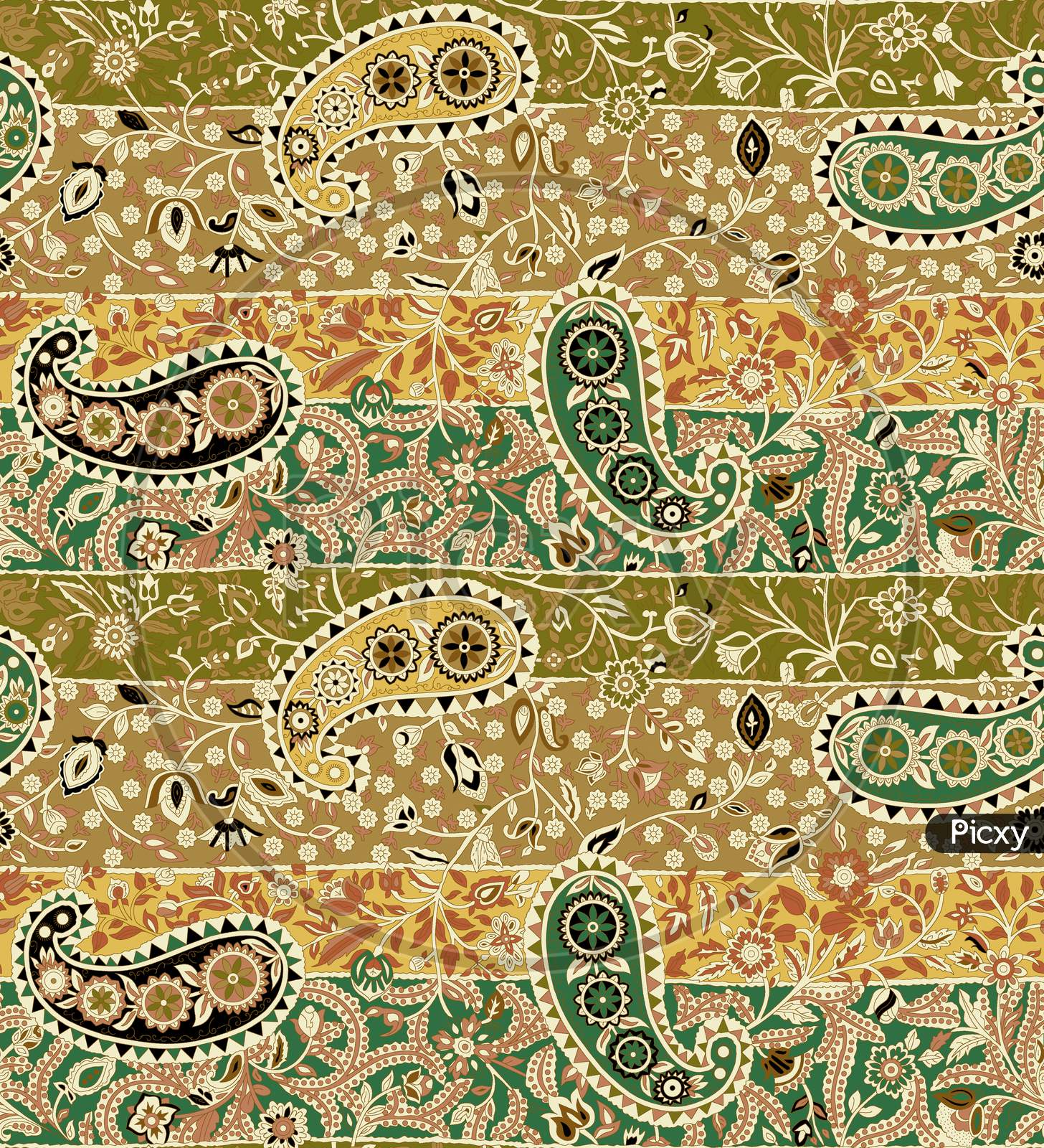 Paisley Allover Design With Stripe Background