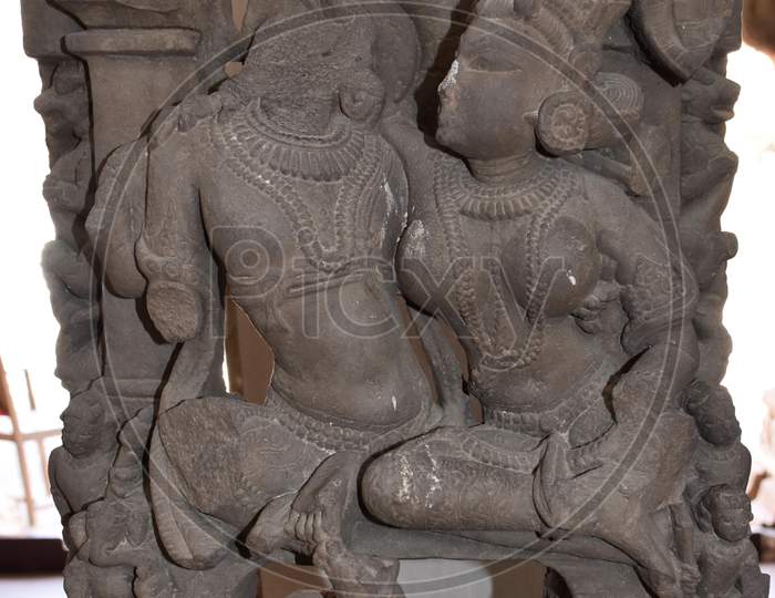 Gwalior, Madhya Pradesh/India - March 15, 2020 : Sculpture Of Shiva-Parvati