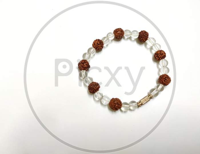 Rudraksha With Acrylic Beads Bracelet - Around The Wrist