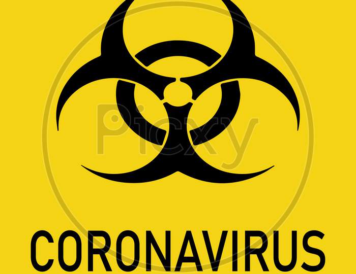 Coronavirus Biohazard Warning Poster. Vector Template For Posters, Banners, Advertising. Danger Of Infection From Coronavirus Sign. Concept.