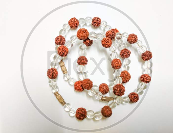 Rudraksha With Acrylic Beads Bracelet - Around The Wrist