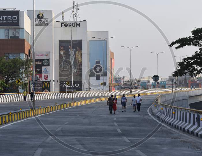 People defy lockdown for morning walk and run on a closed JNTU-Malaysian Township flyover , May 24, 2020