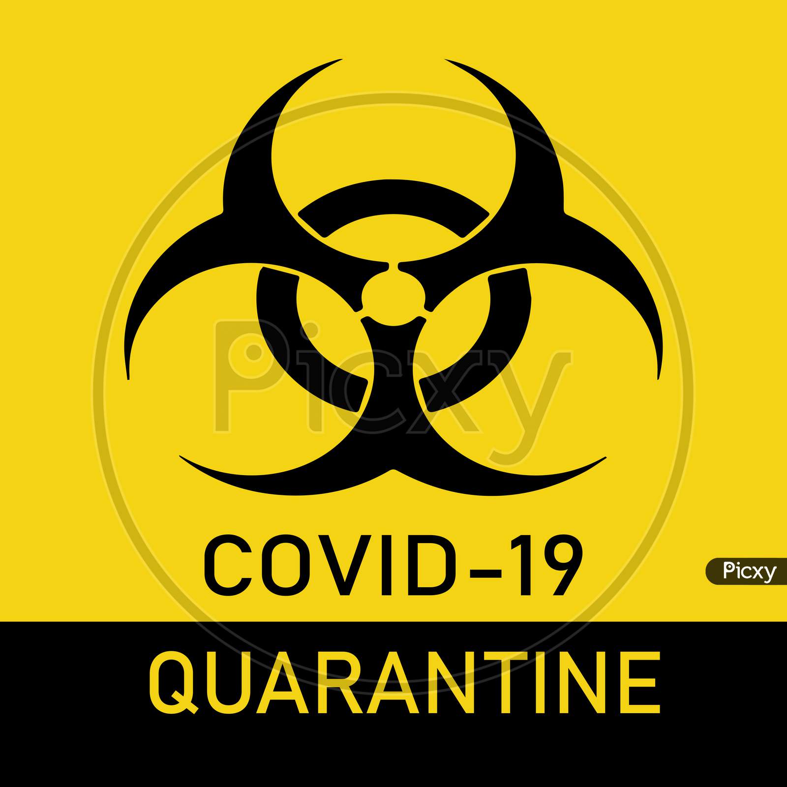 Covid-19 Biohazard Warning Quarantine Poster. Vector Template For Posters, Banners, Advertising. Stop Covid-19. Danger Of Infection From Coronavirus Sign. Concept.