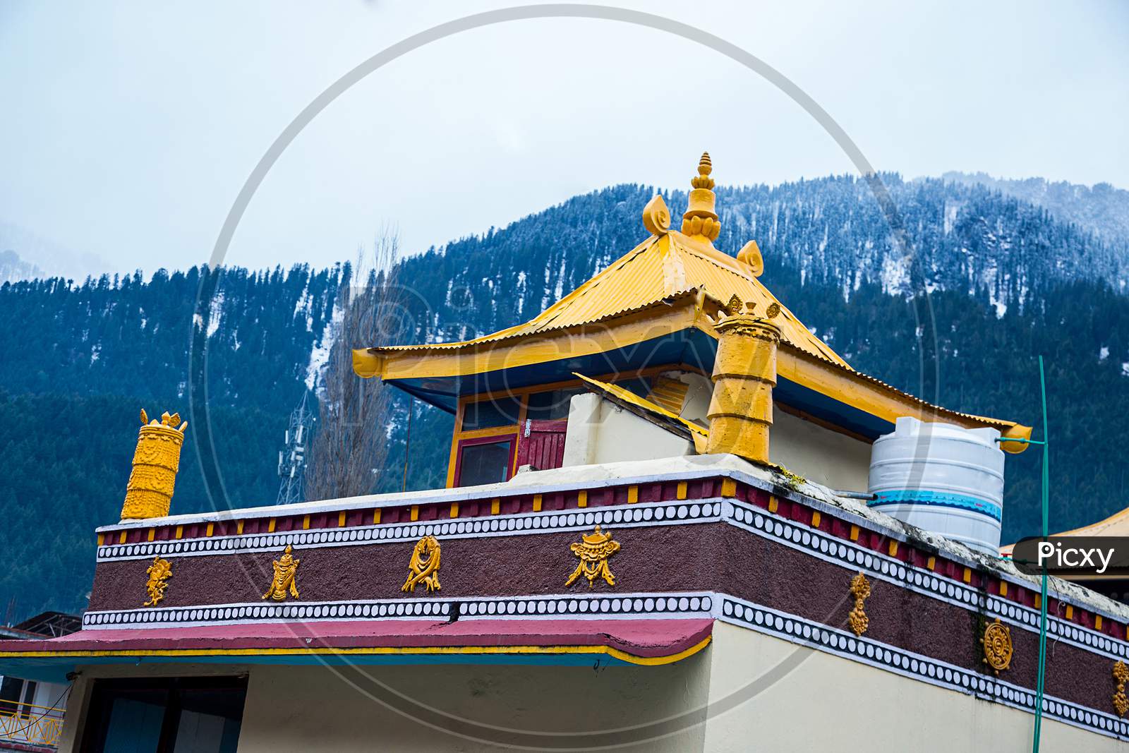 Close-Up Of Buddhist Temple Near Mall Road, Manali, One Of The Oldest And Most Impressive Buddhist Temple In Himachal Pradesh, - Image