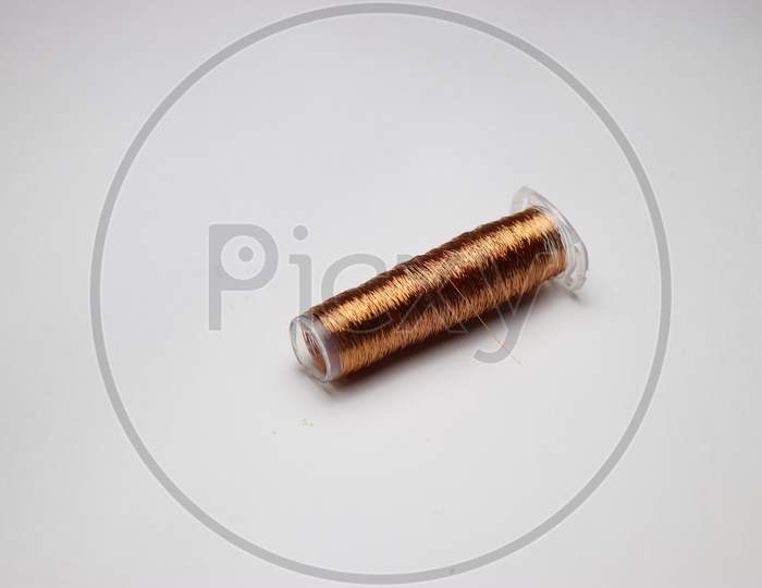 Enameled Copper Wire In A Spool Which Is Recycled From Old Dc Motor Rotor