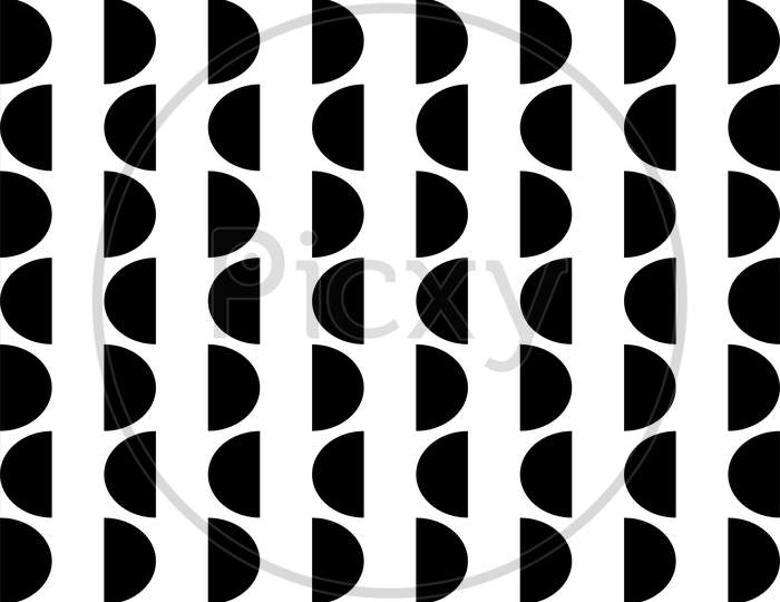 Seamless Pattern Consisting Of Black And White Semicircles.Abstract Fabric And Wall Vector Seamless Background.Stylish Background For Fabric, Wrapping, Packaging Paper, Wallpaper