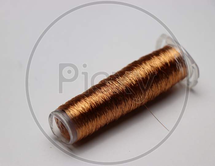 Insulted Copper Wire In A Spool Which Is Recycled From Old Dc Motor Rotor