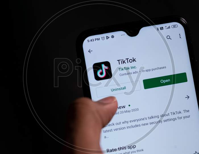 Installed tiktok application in a mobile phone