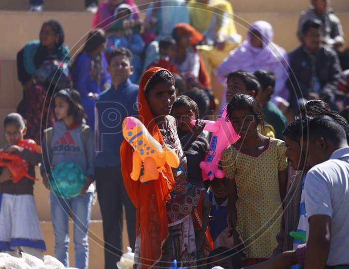 Crowd of Rajasthani People Enjoying in Jaisalmer Desert Festival, Rajasthan, India