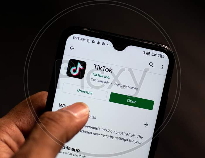 Installed tiktok application in a mobile phone
