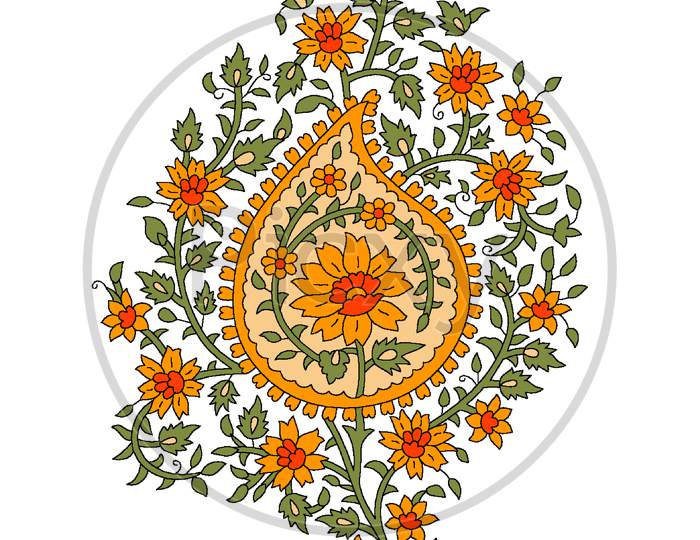 Seamless Indian Mughal Flower Motif Background