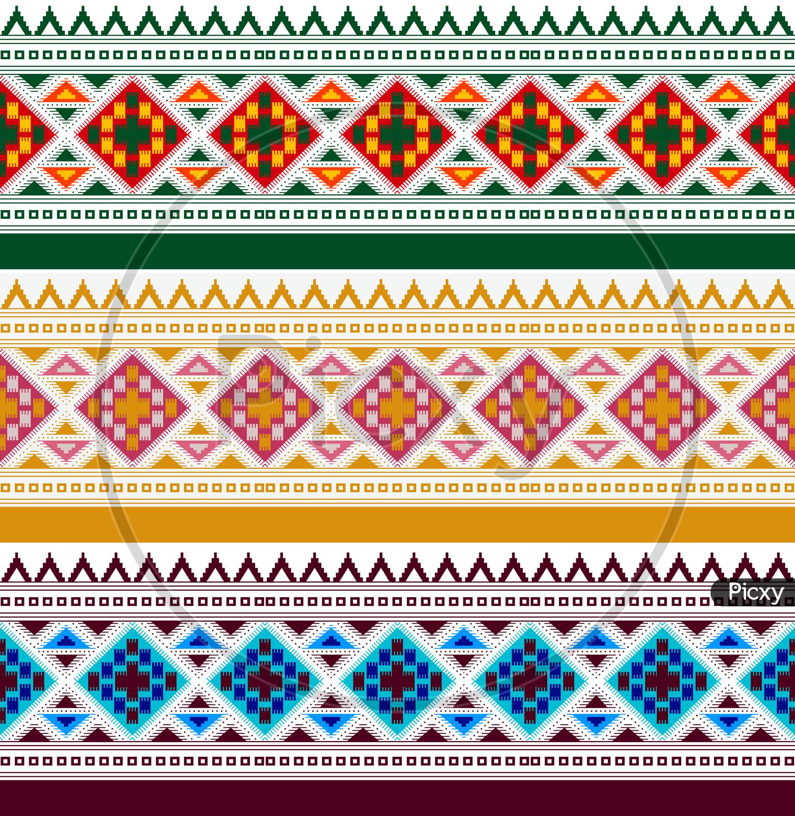 Seamless Geometrical Border Batik Design Background