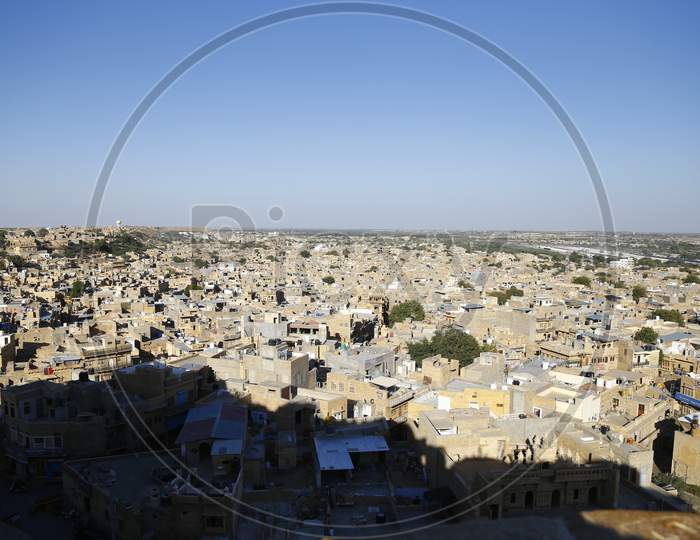 Landscape Of Jaisalmer City with Houses In Rajasthan