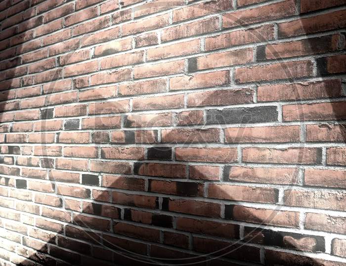 Beautiful spotlights shining at an aged and weathered brick wall