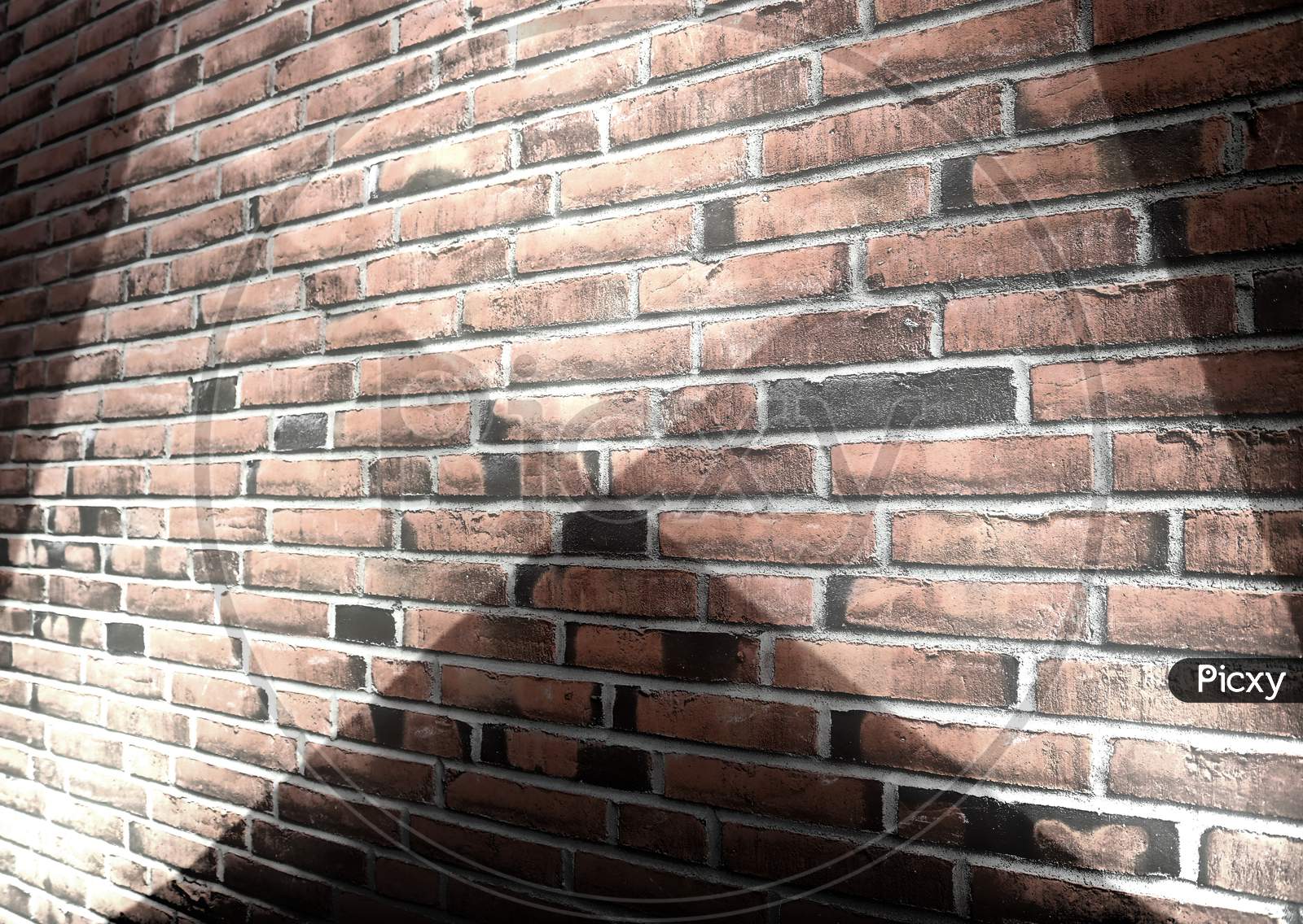 Beautiful spotlights shining at an aged and weathered brick wall