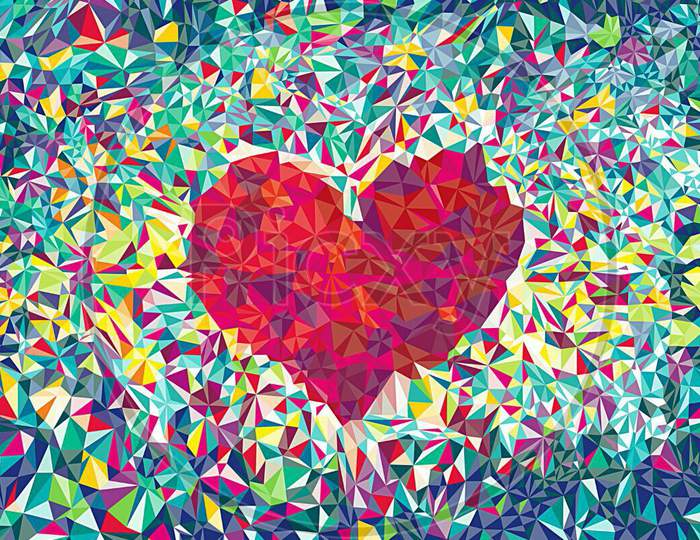 A Beautiful heart shape artwork with multiple colors for use as a background or texture