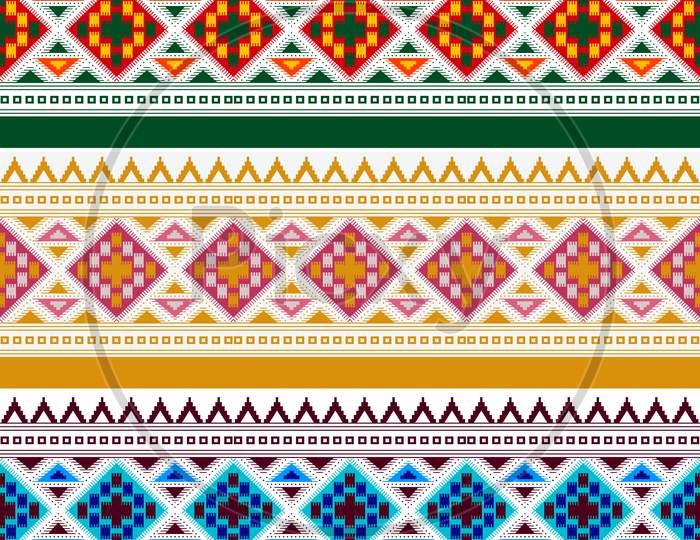 Seamless Geometrical Border Batik Design Background