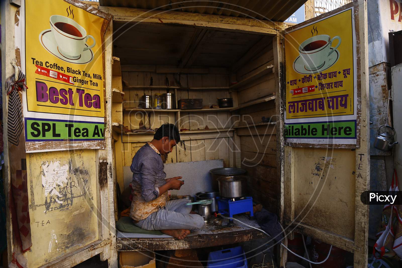 Tea Vendor In a Tea Stall, Rajasthan, India