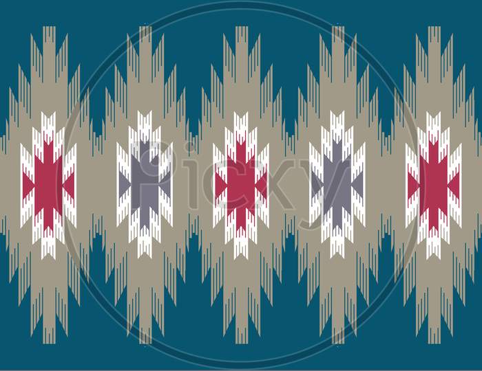 Seamless Border Batik Design Blue Background