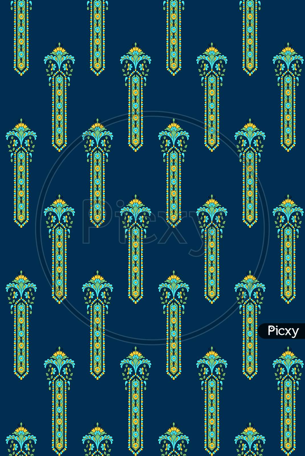 Seamless Floral Motif Design Pattern With Rama Background