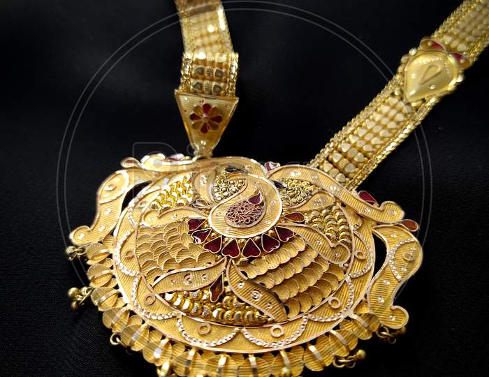 Indian traditional gold necklace, Jewellery concept