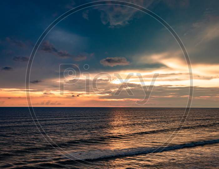 Sea Horizon With Amazing Bright Sky View