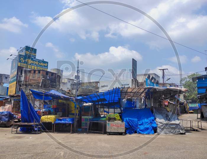 Chennai, India - May-24-2020: Indian Street Market All Closed April To Till Date Due To Covid 19 Corona Virus Lockdown 4.0 In India.