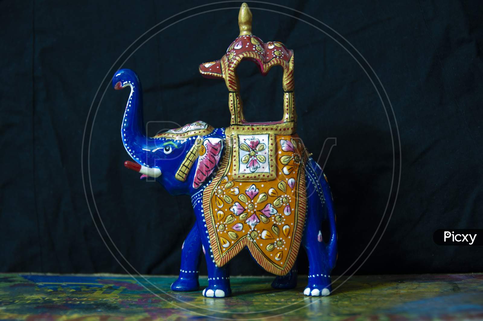 Rajasthani Handicrafts Hand Made Heavy Work Ambabari Elephant Sawari Of King Lucky Charm Multi Color With Clean Finish