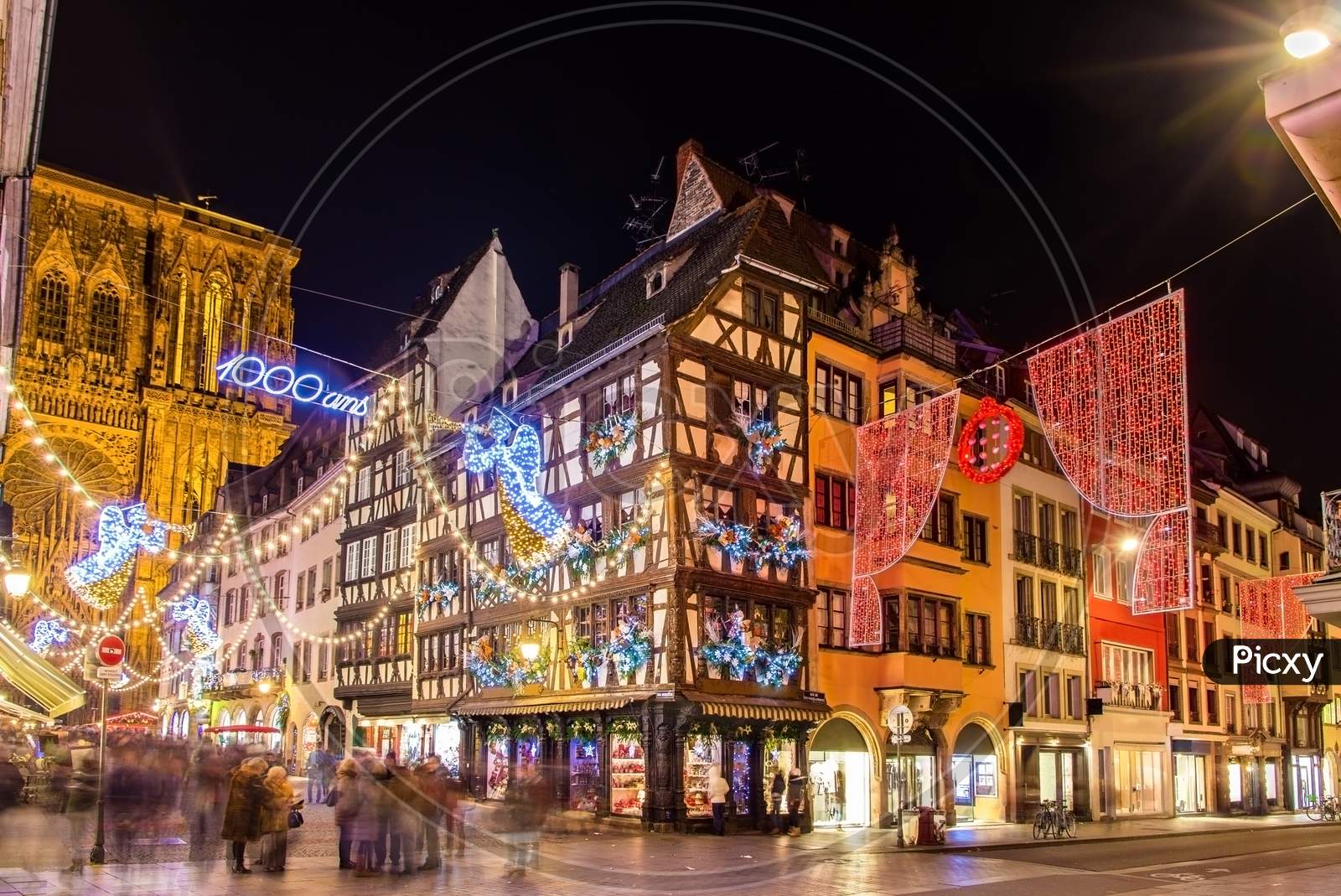 Buildings Near The Cathedral In Strasbourg Before Christmas