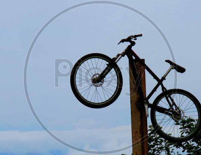 Bicycle against the Blue Sky,Bicycle Decoration,