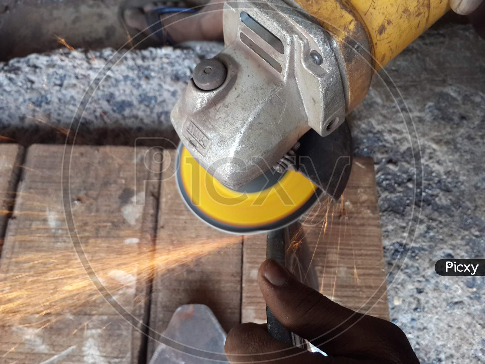 Mechanical work background: angle grinder