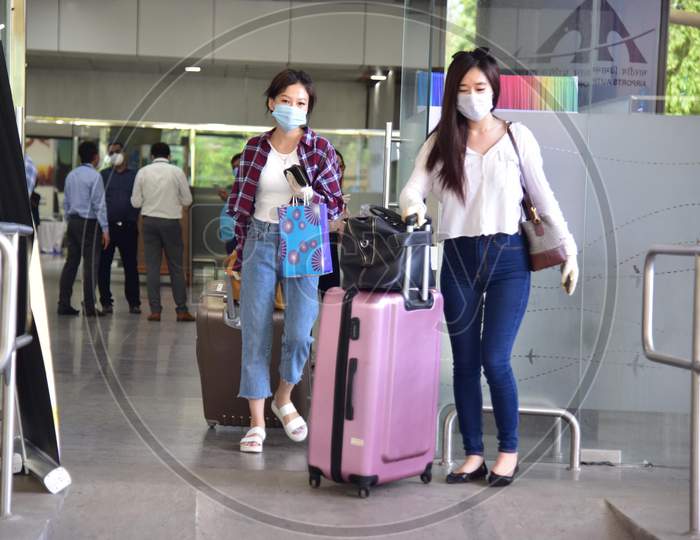 Passengers  Arrives At Lokpriya Gopinath Bordoloi International Airport, Following The Resumption Of Domestic Flights, In Guwahati On May 26,2020.