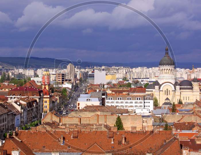 Cluj-Napoca Aerial Drone View Of City Buildings