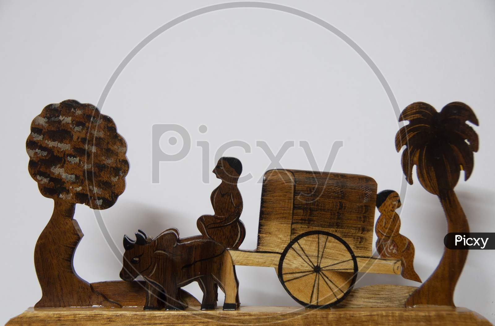 Wooden Made Bullock Cart Showpiece By Tribes Of Bengal