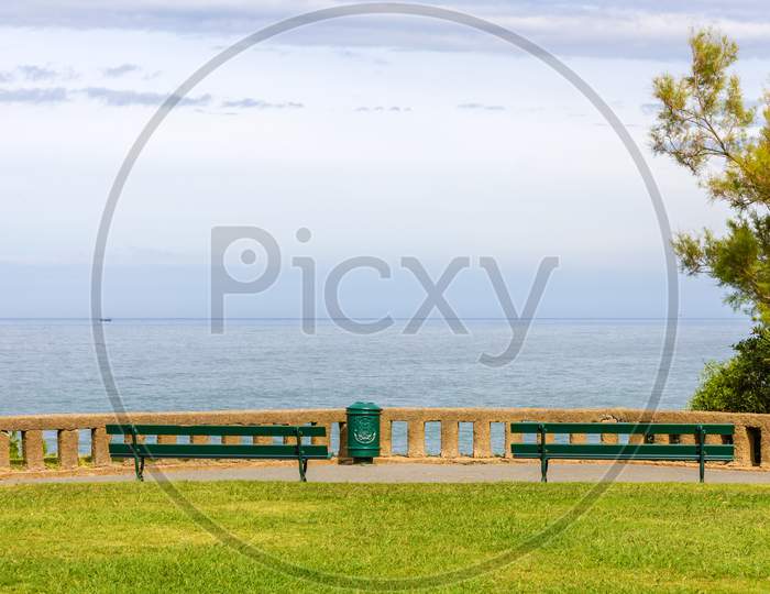 View Of The Atlantic Ocean From A Park In Biarritz - France