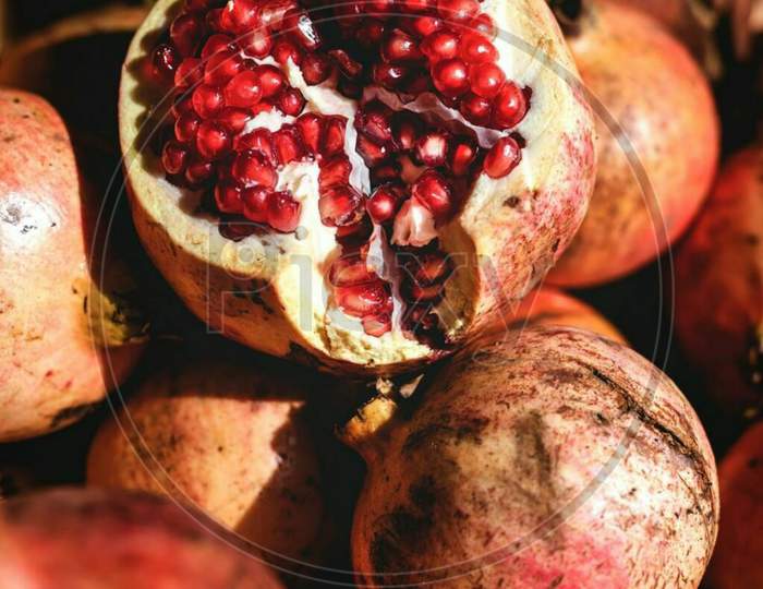 Pomegranate with natural red colour