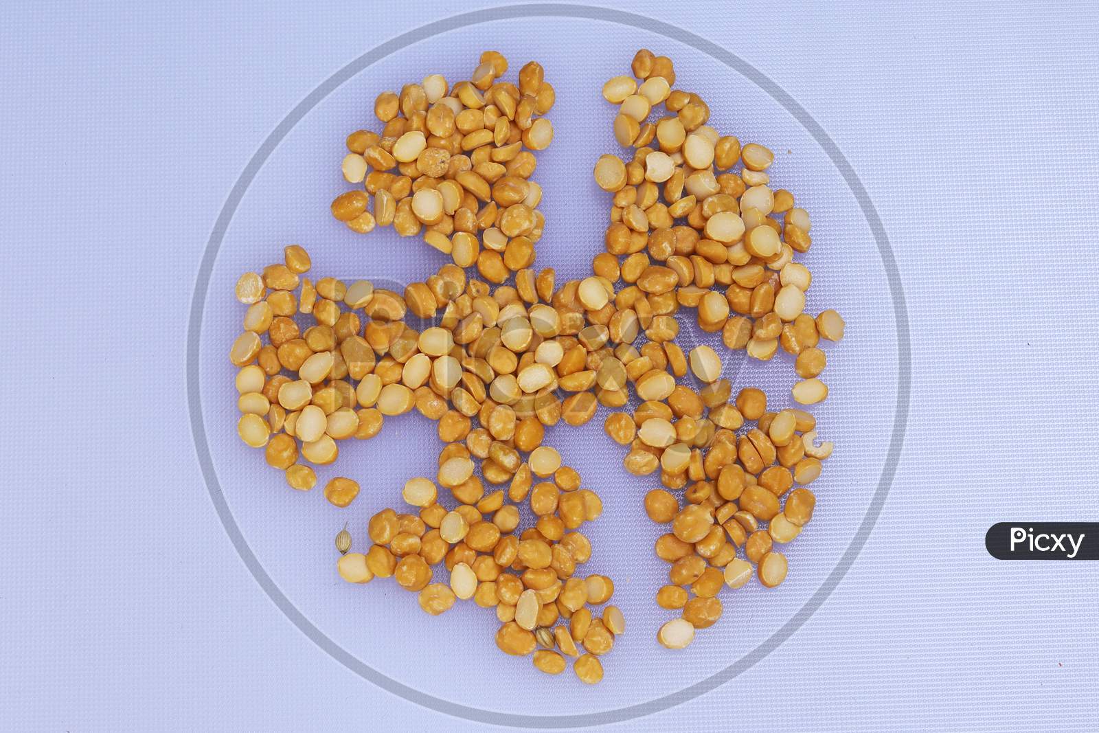 Yellow color split raw Chana dal or chickpeas lentils
