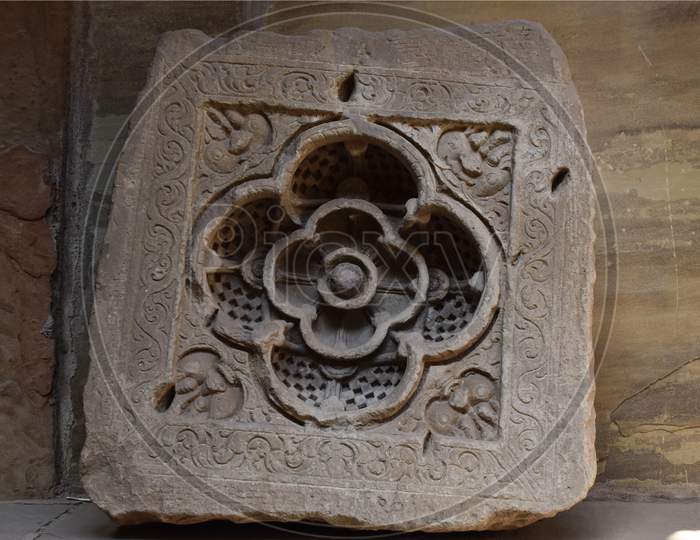 Gwalior, Madhya Pradesh/India - March 15, 2020 : Designer Stone At Gujari Mahal, Gwalior Fort