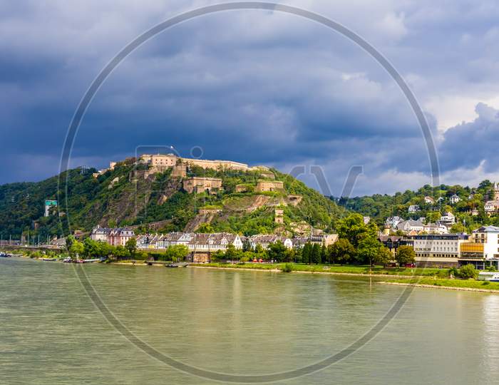 View Of Fortress Ehrenbreitstein In Koblenz, Germany