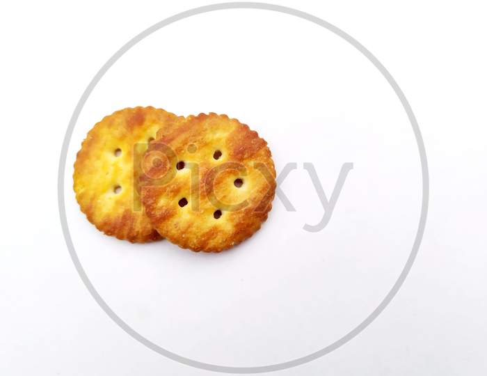 fresh crispy biscuits isolated on white background