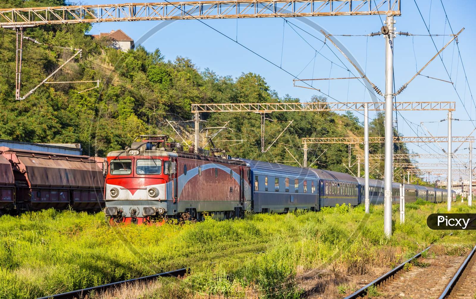 Passenger Train In Sighisoara Station - Romania