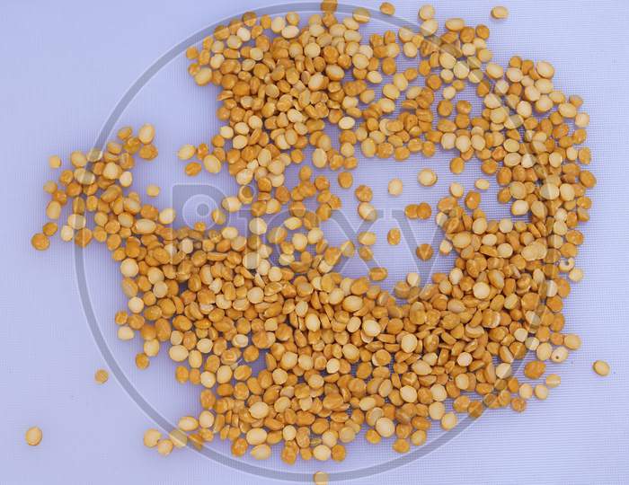 Yellow color split raw Chana dal or chickpeas lentils